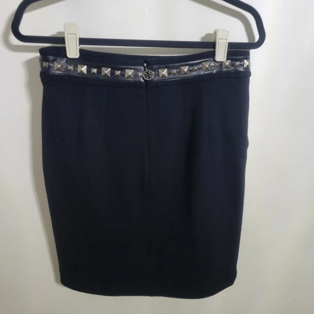 Tory Burch Wool Studded Black Skirt Size Small